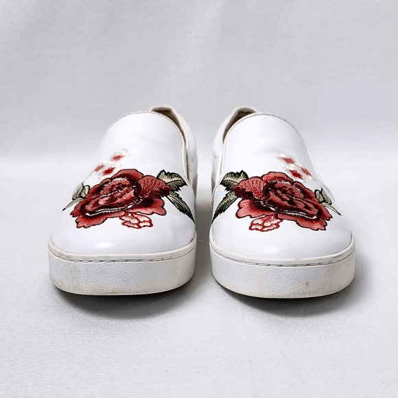 Vionic‎ Rose Floral Embroidered Slip On Comfort Shoe Womens 8.5 White Leather - Picture 3 of 9